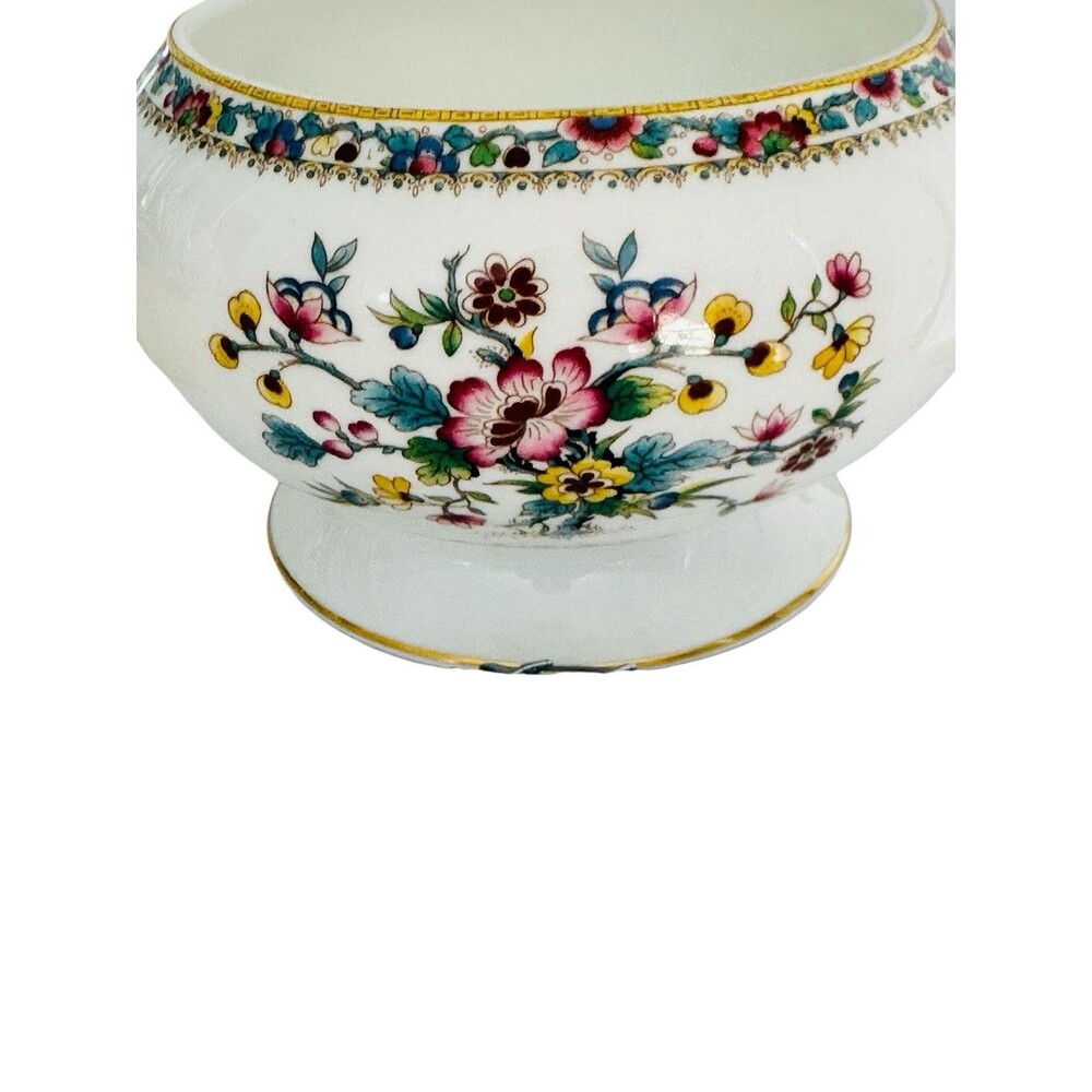 Coalport China Ming Rose Rose Bowl Wire Frog For Flowers 6"W x 4"H Vintage Rare - Picture 5 of 12